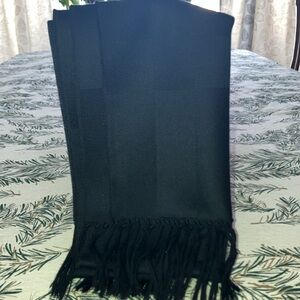 Formal Lambswool Black Fringed Scarf